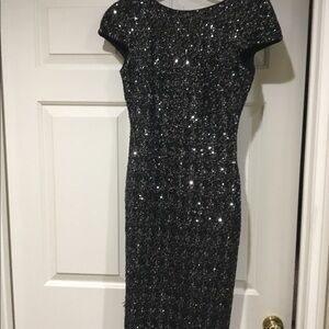 Dress the Population Black Sequin Midi Dress